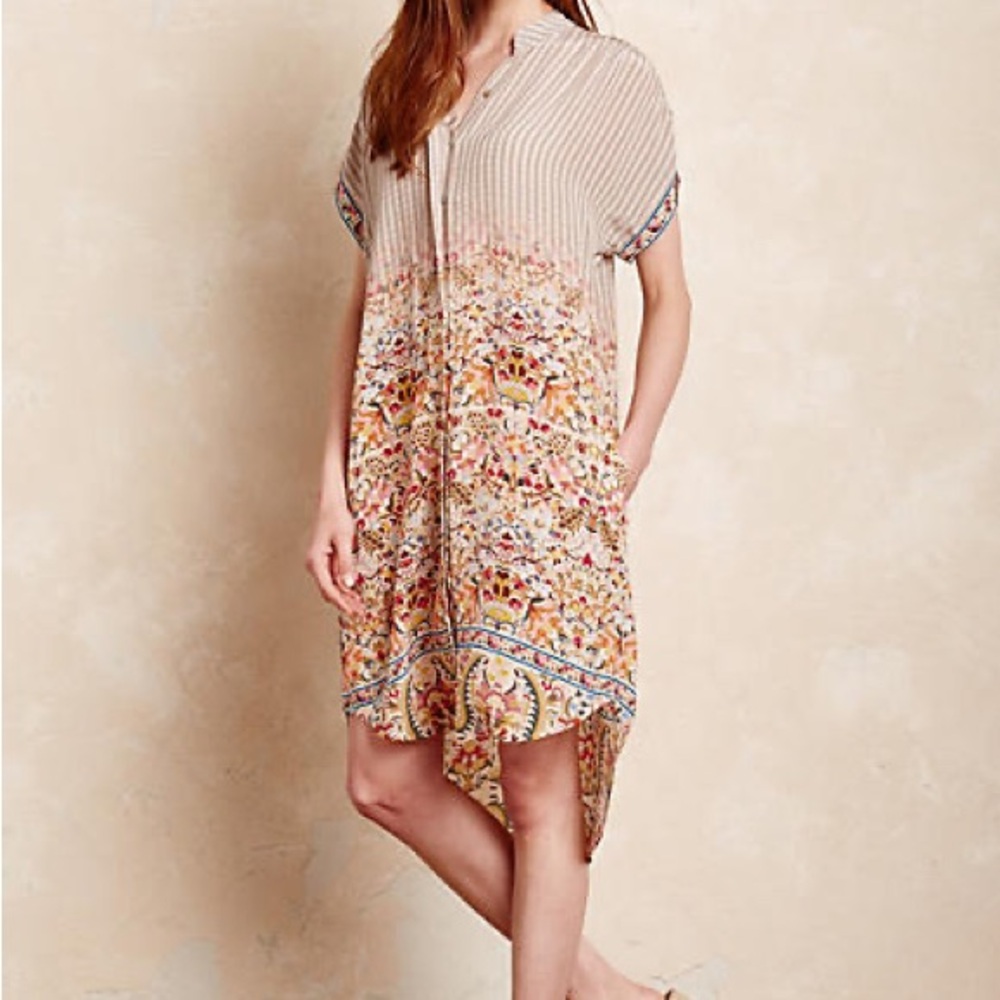 100% silk mixed pattern Floral Dress - Anthropologie
